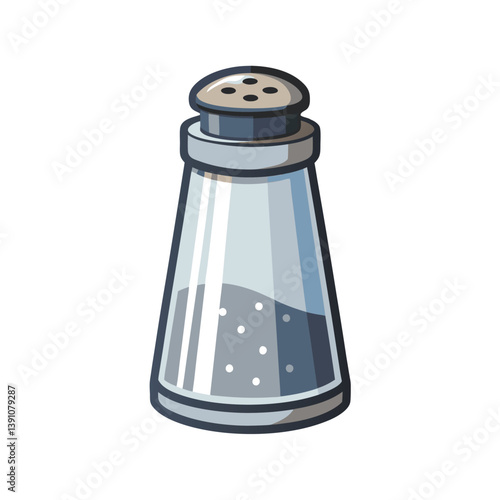 Glass salt shaker with stainless steel top vector art illustration