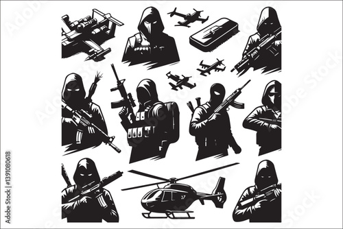 Shadow Stalker Ninja Commando Insignia: Tactical Warriors Vector Art