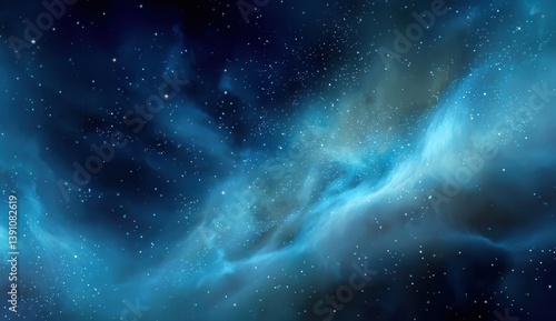 Majestic blue nebula with countless stars in the vast universe.
