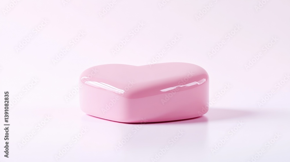 Pink heart-shaped object on white background Pink heart-shaped object on white background