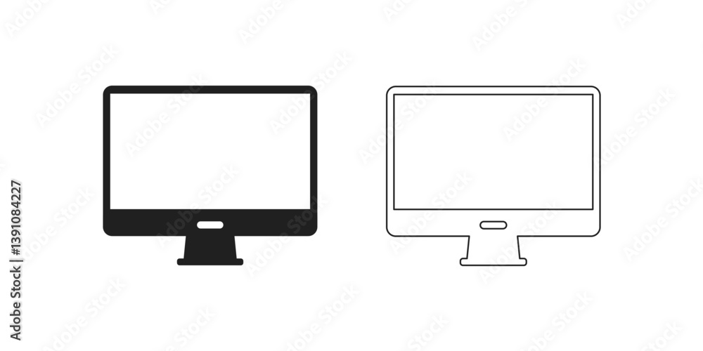 Computer monitor screen flat icon for apps and websites Computer monitor screen flat icon for apps and websites