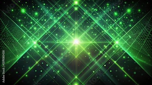 Emerald Grid  A Futuristic Abstract Background of Sparkling Lines and Glowing Particles