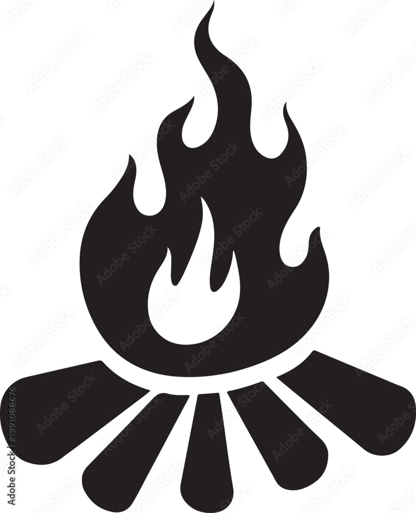 Burning Flame Bonfire Logo – Camping Vector Silhouette Isolated On White Background Burning Flame Bonfire Logo – Camping Vector Silhouette Isolated On White Background