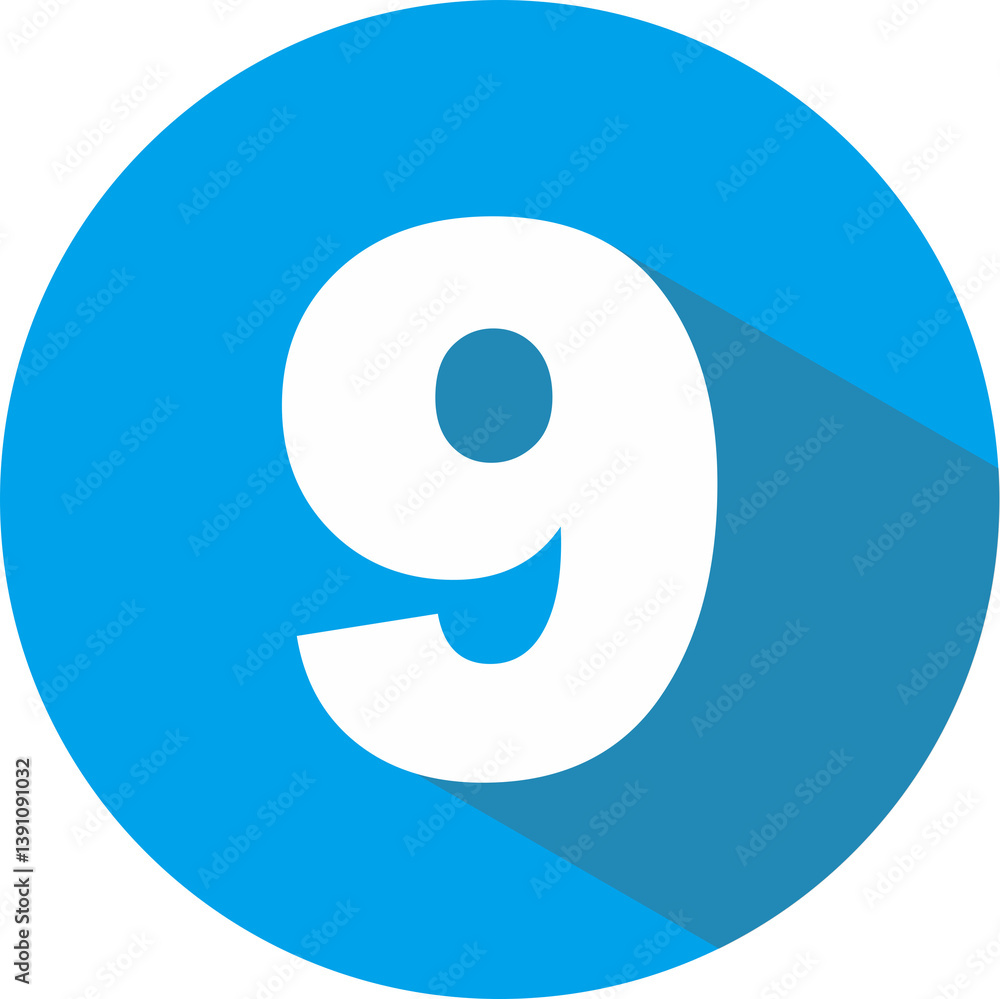 number nine on blue background icon number nine on blue background icon