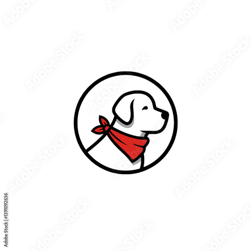 Dog with a red bandana in a circle logo