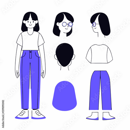 vector illustration of a set of women