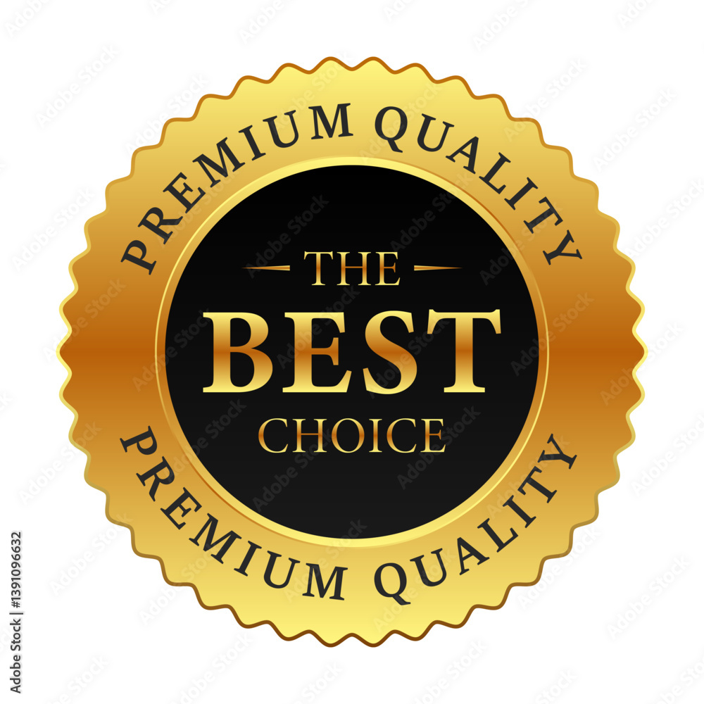 Golden Premium Quality Badge with Golden Premium Quality Badge with