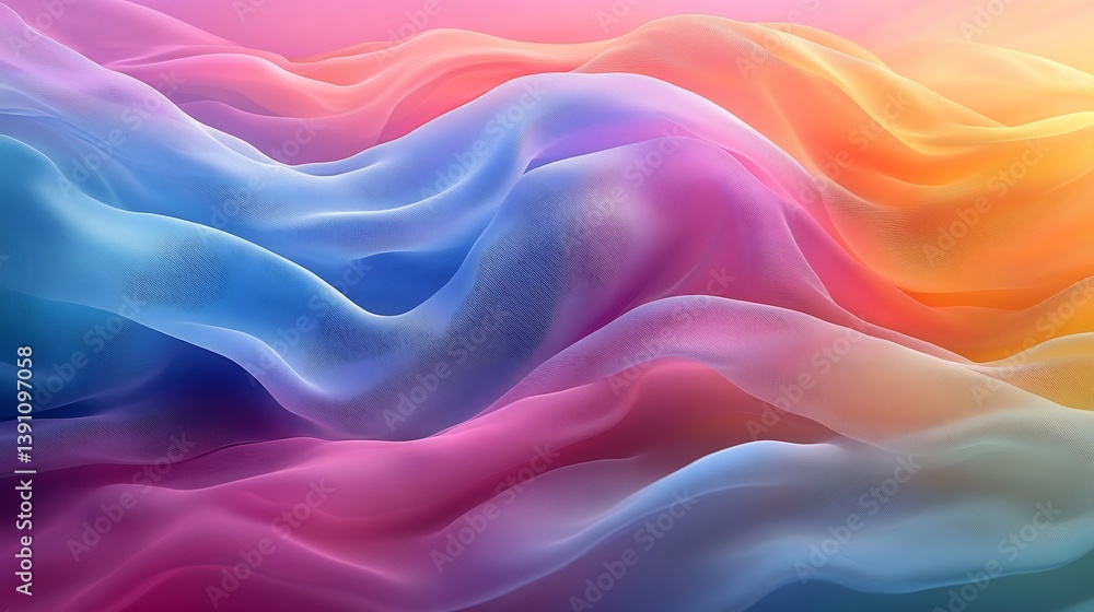 Obraz premium Spring inspired geometric design colorful gradation in pink blue orange yellow green and purple forming smooth curves and lines