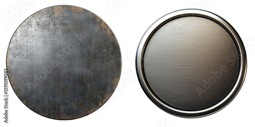 Textured Metallic Circles with Industrial Finish and Smooth Edge
