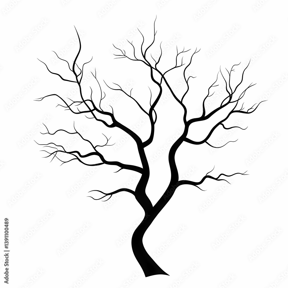 Fototapeta premium Abstract Tree Silhouette Illustration: Minimalist Organic Art and Nature Design