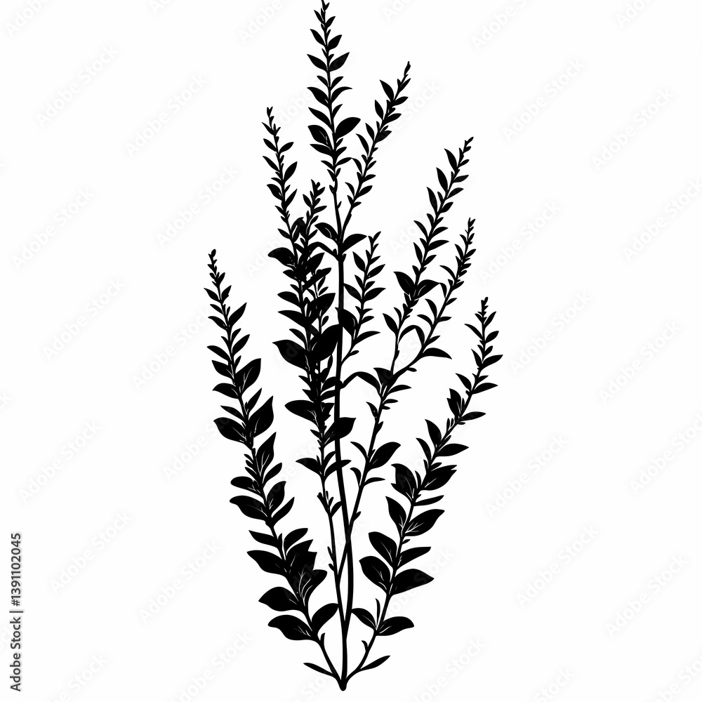 Fototapeta premium Botanical Black Silhouette Illustration of Tropical Leaves. Minimalist Flora Art for Eco-Friendly Home Decor and Environmental Design