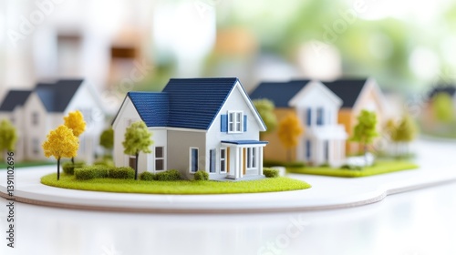 Wallpaper Mural Miniature model homes in a neighborhood.  Display of various house styles, suggesting real estate opportunities Torontodigital.ca