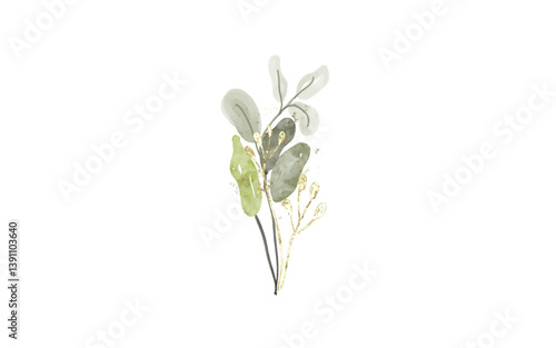 Watercolor Greenery: Delicate Eucalyptus and Sprig Bouquet