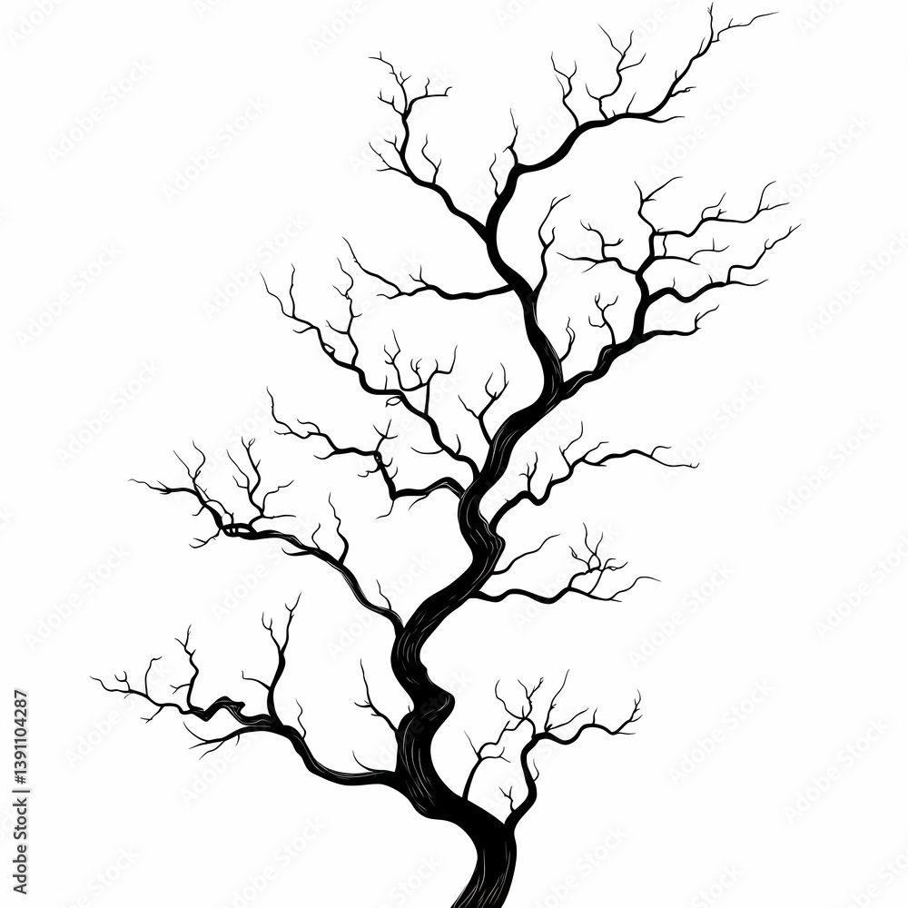 Abstract Black and White Tree Branch Silhouette: Nature's Artistic Design Graphic Abstract Black and White Tree Branch Silhouette: Nature's Artistic Design Graphic