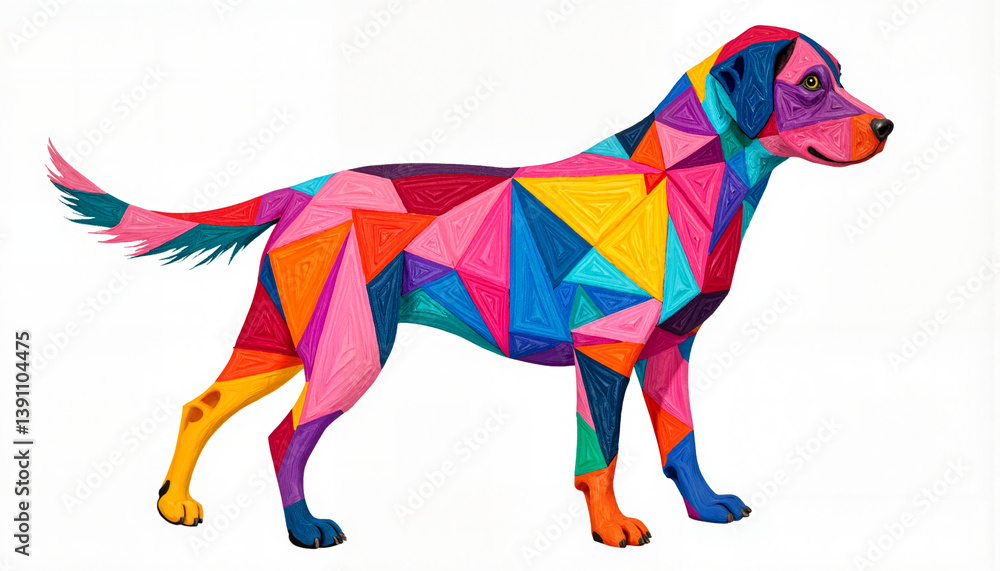 Obraz premium Colorful geometric dog illustration on white background 