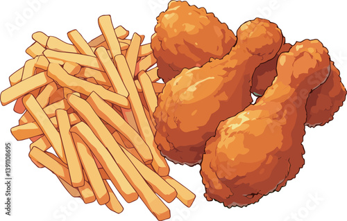 シンプルなフライドチキンとフライドポテト
