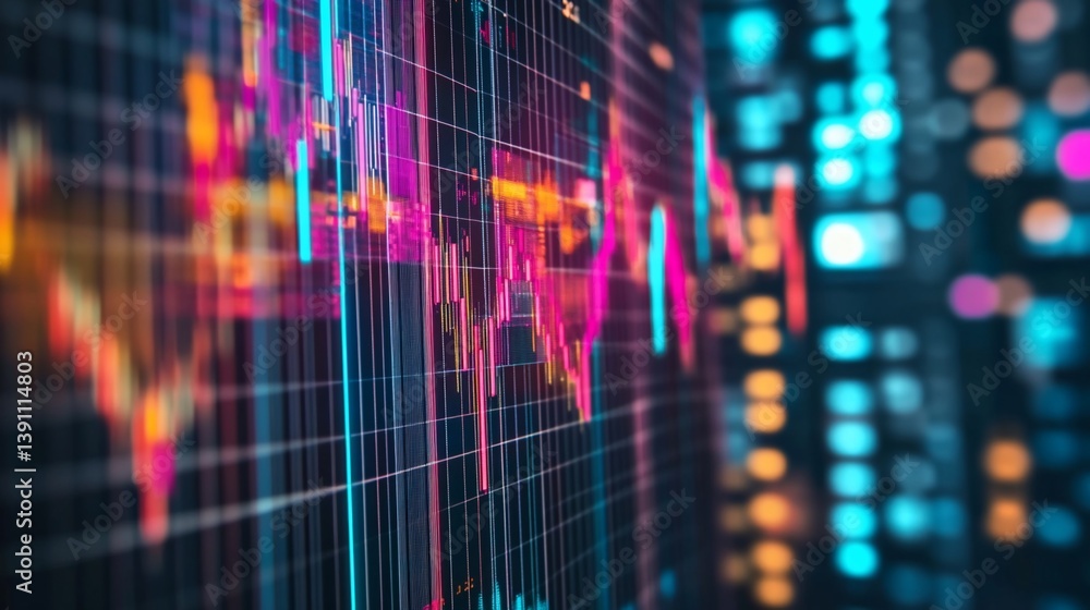 custom made wallpaper toronto digitalAbstract glowing financial chart with dynamic uptrends and downtrends pattern