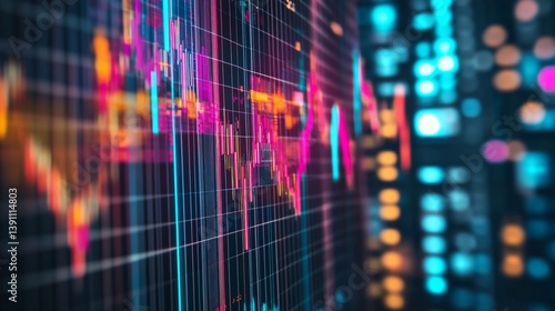 Wallpaper Mural Abstract glowing financial chart with dynamic uptrends and downtrends pattern Torontodigital.ca