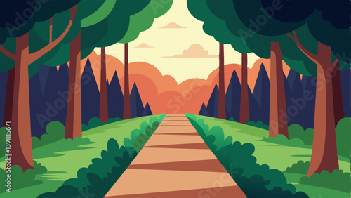 Forest Pathway A serene forest pathway leading to a brighter area symbolizing the journey towards recovery and finding peace after burnout.