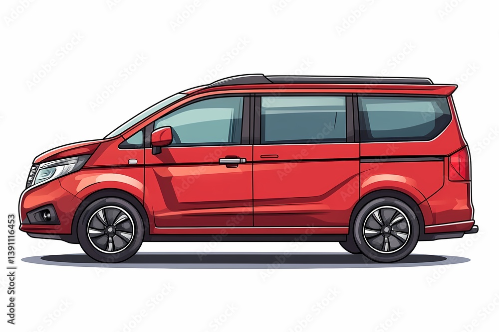 Modern Red Minivan: Stylish and Fuel Efficient Family Vehicle for Urban Transport and Road Trips Modern Red Minivan: Stylish and Fuel Efficient Family Vehicle for Urban Transport and Road Trips