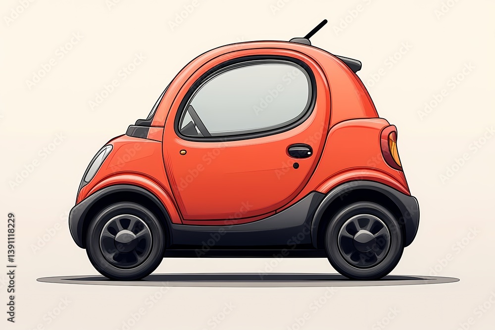 Eco-Friendly Orange Compact Car - Modern Urban Transport Illustration Eco-Friendly Orange Compact Car - Modern Urban Transport Illustration