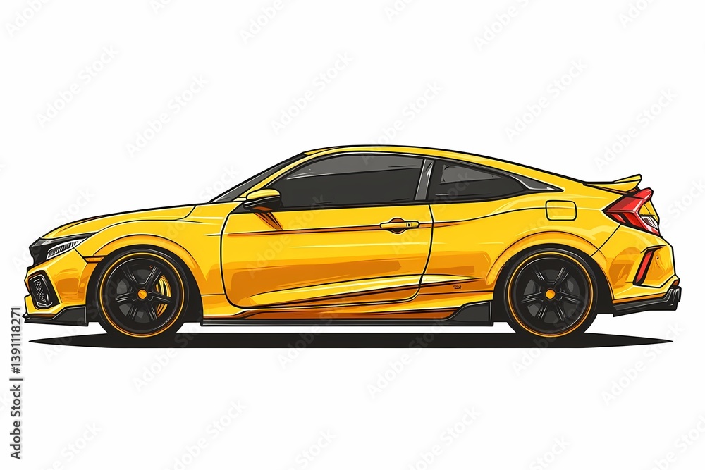Yellow Sporty Car Illustration - Modern Graphic Art in Dynamic Vector Style for Car Enthusiasts Yellow Sporty Car Illustration - Modern Graphic Art in Dynamic Vector Style for Car Enthusiasts