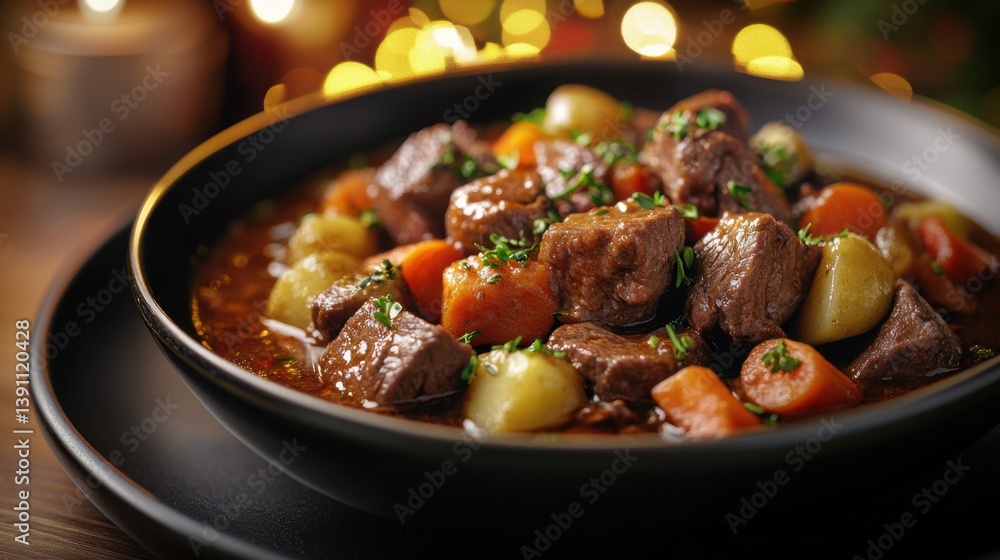 a bowl of beef stew with tender chunks of meat a bowl of beef stew with tender chunks of meat