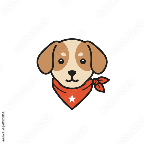 Cute dog with a red bandana and a star