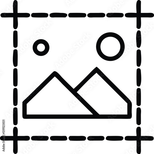 Image crop outline vector  icon on white background