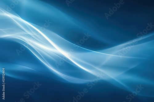 Abstract flowing light curves on a blue background create a sense of movement and energy
