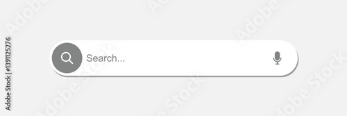 Search here. Search bar for ui. Search bar vector icons in flat design, isolated on transparent background. Vector illustration
