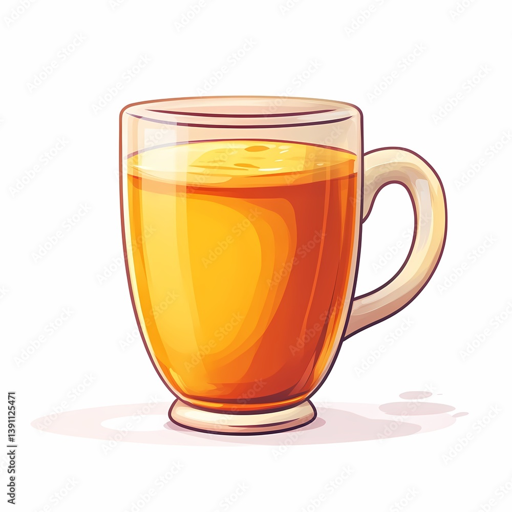 Herbal Tea in Transparent Mug: Vibrant Beverage Art with Warm Colors Herbal Tea in Transparent Mug: Vibrant Beverage Art with Warm Colors