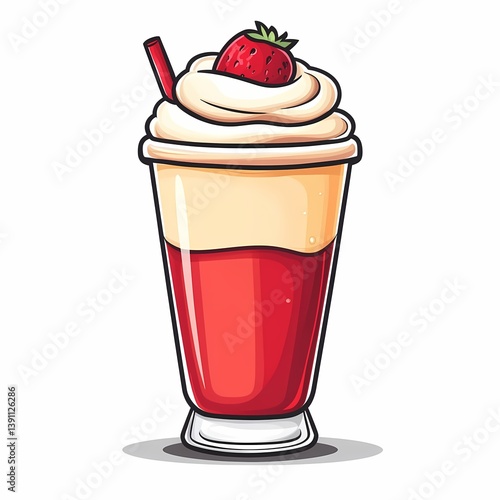 Iconic Strawberry Smoothie with Whipped Cream - A Refreshing Summer Drink
