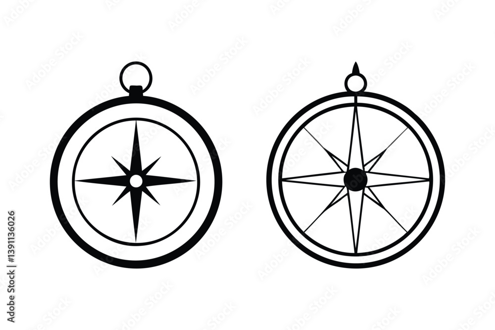 Obraz premium Tourist compass vector on white background