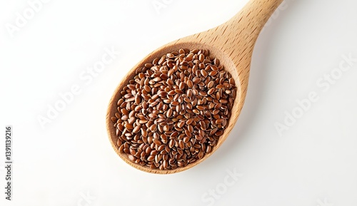 Wallpaper Mural Brown flax seeds in wooden spoon (5) Torontodigital.ca