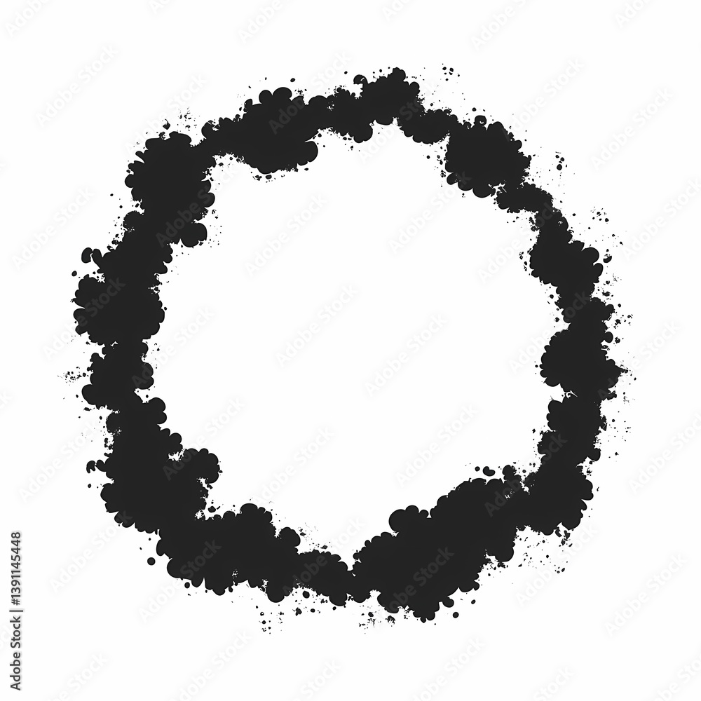 Fototapeta premium Abstract Black and White Grunge Splash Texture Background with Circle Design Elements for Modern Art and Illustration