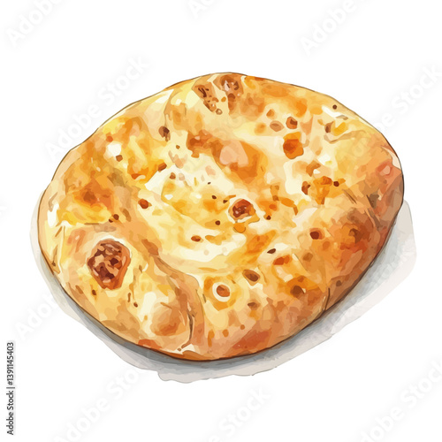 A watercolor painting of Khachapuri, isolated on a white background. Khachapuri vector

