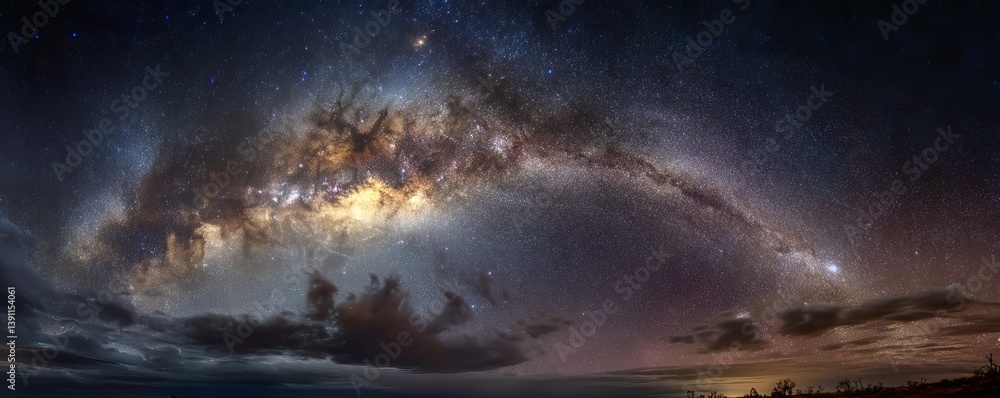 Obraz premium Vast, inky black night sky brimming with countless, twinkling stars, a celestial river of light - design pattern seamless background