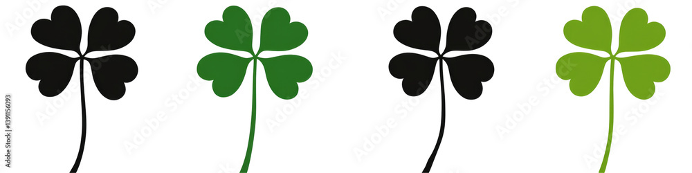 Four Shamrock Icons on transparent background Four Shamrock Icons on transparent background