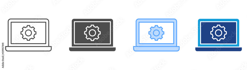 Laptop Icon Set Multiple Style Collection Laptop Icon Set Multiple Style Collection