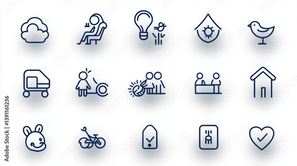 A collection of diverse business related icons symbolizing teamwork technology and engagement A collection of diverse business related icons symbolizing teamwork technology and engagement
