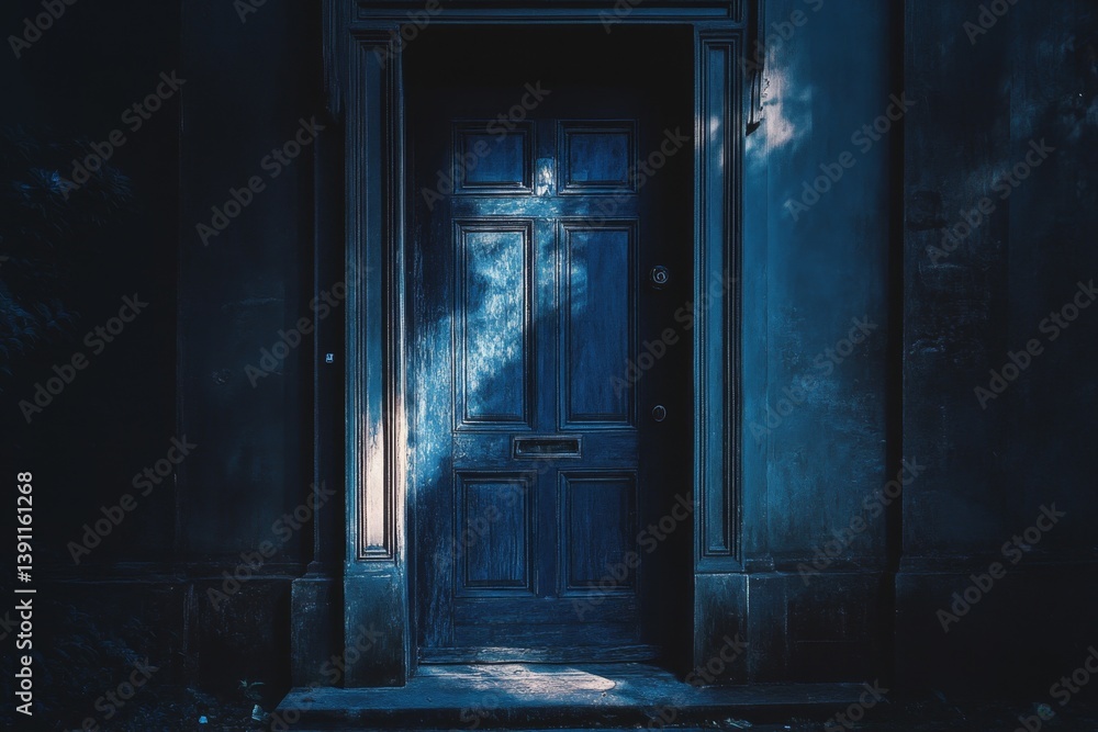 Dark, mysterious door in twilight Dark, mysterious door in twilight