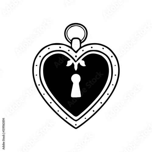 romantic heart locket clip art