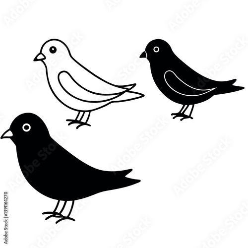 Set of cute colorful birds 