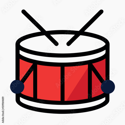 Snare drum with sticks for memorial day style 