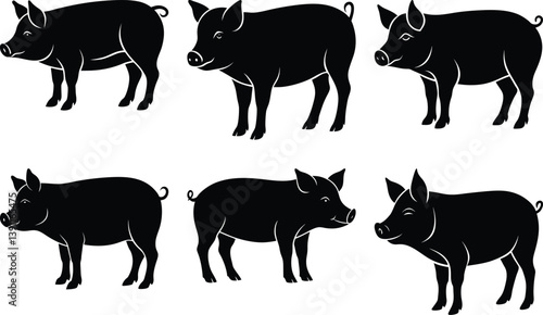 Pig silhouette vector