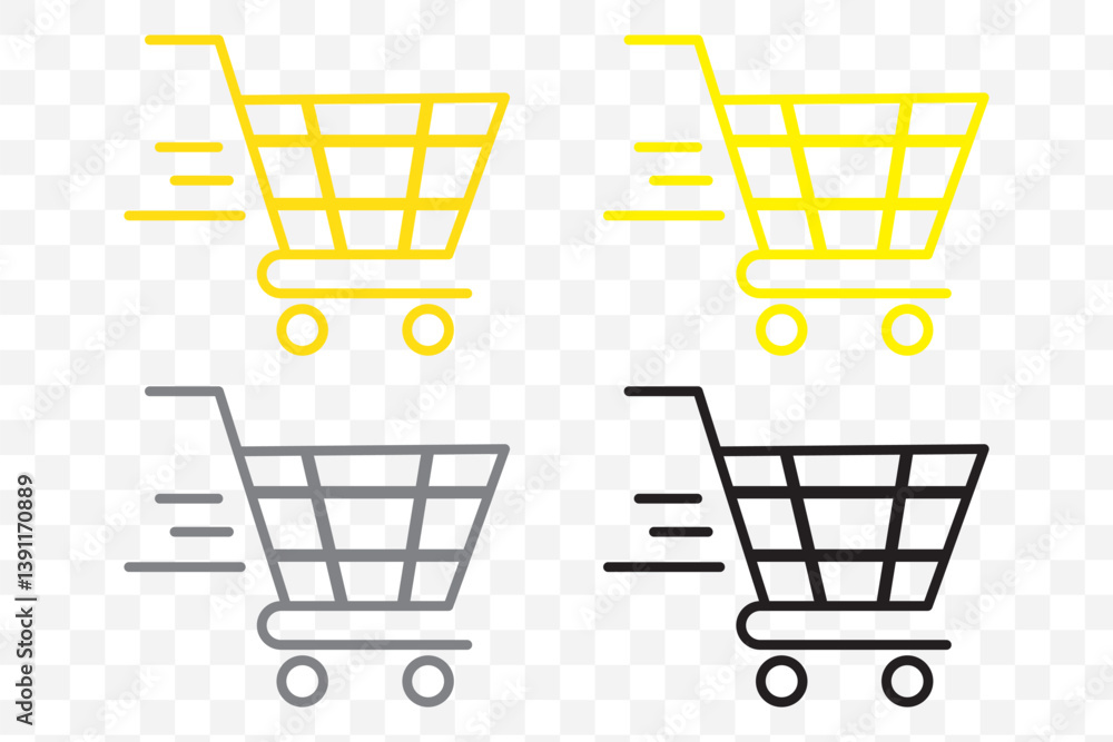 Shopping cart icon set, Full and empty shopping cart symbol, shop and sale, vector illustration. Shopping cart icon set, Full and empty shopping cart symbol, shop and sale, vector illustration.