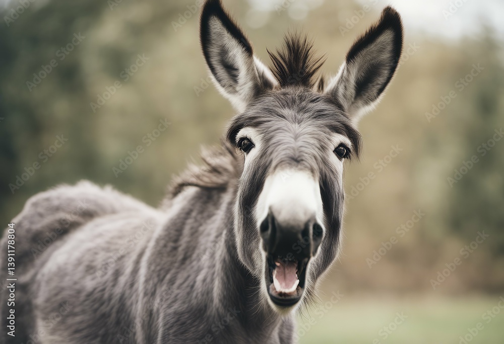 portrait screaming donkey isolated white background portrait screaming donkey isolated white background