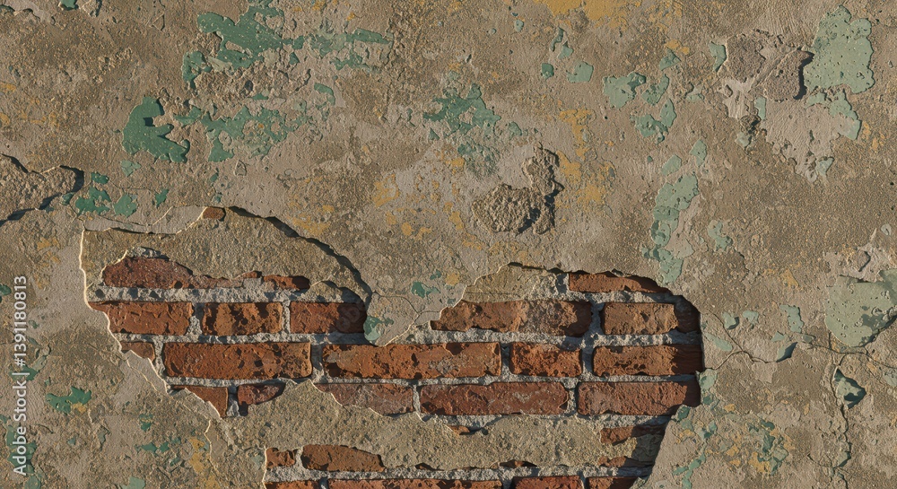 Exposed Brick Wall with Flaking Paint Texture Urban Decay Background Exposed Brick Wall with Flaking Paint Texture Urban Decay Background