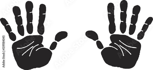 Black Silhouette of Two Handprints Symbolizing Unity and Presence


